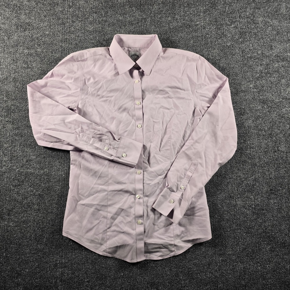 Brooks Brothers 1818 Women's Size 2 Pink Stripe Non-Iron Dress Shirt Cotton